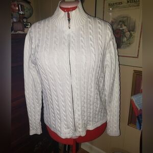 L.L. Bean White Cotton Sweater